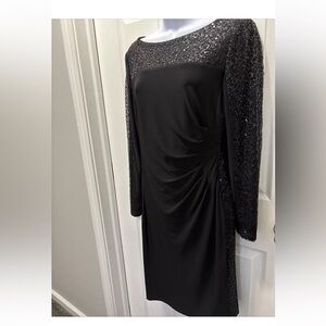American Living Black Sequined Long Sleeve Dress (Size 8)